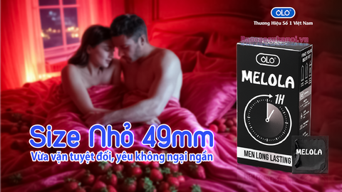 Bao Cao Su OLO Melola Mã M49GSt Size Nhỏ 49mm Gân Gai Chống Xuất Tinh Sớm Hương Dâu Hộp 12 Chiếc