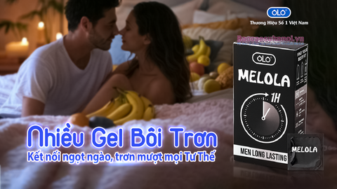 Bao Cao Su OLO Melola Mã M52TBa Size 52mm,Trơn Siêu Mỏng, Chống Xuất Tinh Sớm, hương Chuối Hộp 12 Chiếc