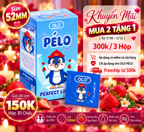 Bao Cao Su OLO PéLo Hương Dâu Size 52mm Hộp 30 Chiếc Cho Gia Đình