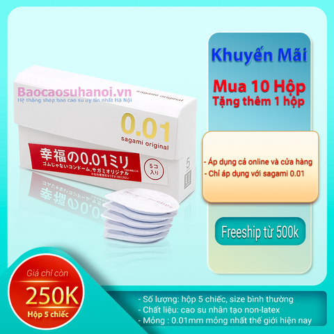 Bao Cao Su Sagami Original 0.01 mm ( hộp 5 chiếc )