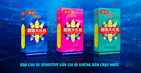 Bao Cao Su Extra Sensitive Gân Gai Bi Khủng Hộp 6 Chiếc