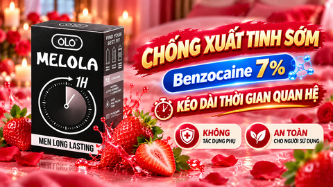 Bao Cao Su OLO Melola Mã M49GSt Size Nhỏ 49mm Gân Gai Chống Xuất Tinh Sớm Hương Dâu Hộp 12 Chiếc