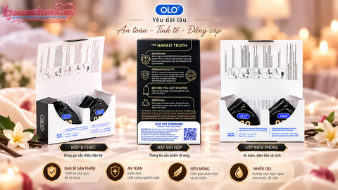 Bao Cao Su OLO 0.01 Size 52mm Siêu Mỏng, Hương vani Hộp 8 Chiếc