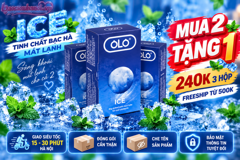 Bao Cao Su OLO ICE Tinh Chất Bạc Hà Mát Lạnh Hộp 8 Chiếc