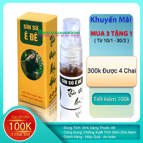 Chai Xịt Sìn Sú Ê Đê Dạng Nước 3ml Thảo Dược Chống Xuất Tinh Sớm