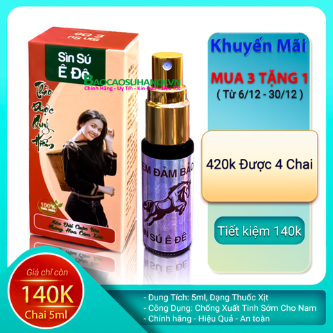 Chai Xịt Sìn Sú Ê Đê Dạng Nước 5ml Chống Xuất Sớm Chính Hãng