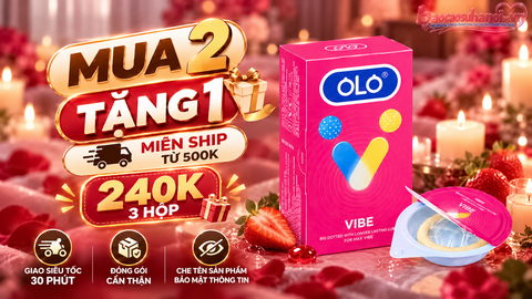 Bao Cao Su OLO Vibe Size 52mm Gân Gai Lớn Chống Xuất Tinh Sớm Hộp 8 Chiếc