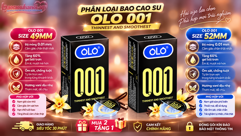 Bao Cao Su OLO 0.01 Size 52mm Siêu Mỏng, Hương vani Hộp 8 Chiếc