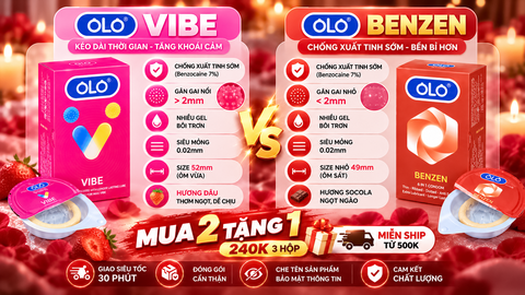 Bao Cao Su OLO Benzen 6 In 1 Gân Gai Nhỏ Size 49mm, Chống Xuất Tinh Sớm Hộp 8 Chiếc