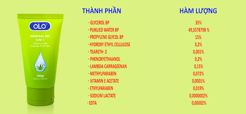 Gel Bôi Trơn OLO Original 3 in 1 Massage và oral sex Cao Cấp
