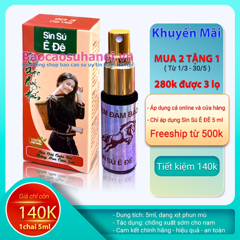 Chai Xịt Sìn Sú Ê Đê Dạng Nước 5ml Chống Xuất Sớm Chính Hãng