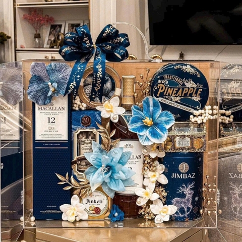 Set Giỏ Quà tết Vang + Bánh kẹo + Trà Nhập khẩu 14