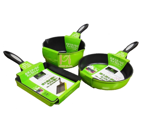 Korean Cookqueen 2 Mini Fry Pan & 1 Mini Pot Nonstick Set (No Lid) (Lawn Green)