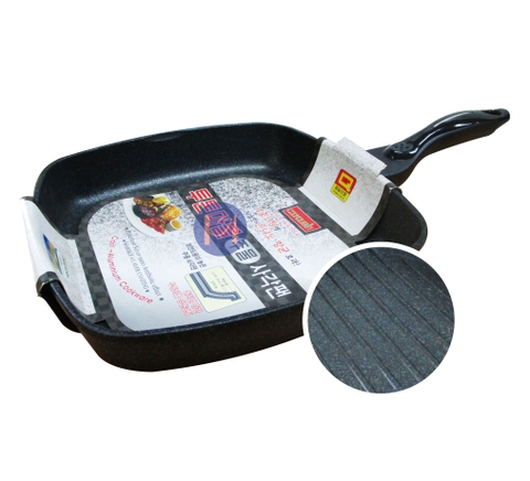 Korean Cookqueen 28cm Square Marble-Coated Nonstick Grill Pan