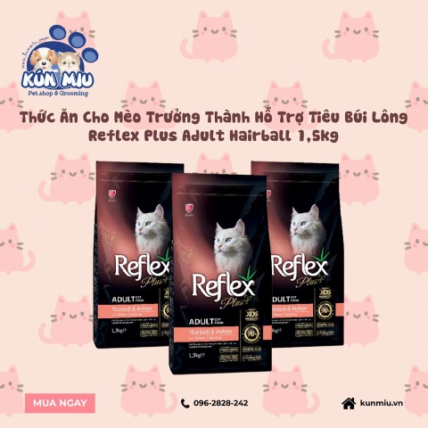 Thức ăn cho mèo trưởng thành hỗ trợ tiêu búi lông REFLEX PLUS ADULT HAIRBALL 1,5kg