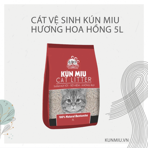 Cát vệ sinh Kún Miu hương hoa hồng 5L