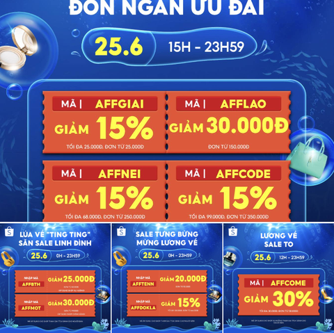 DUY NHẤT 25.6, SHOPEE XẢ MƯA VOUCHER GIẢM ĐẾN 100K