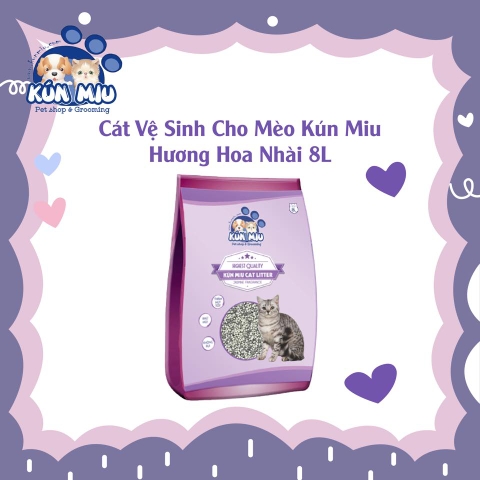 Cát vệ sinh cho mèo Kún Miu hương hoa nhài 8L - Tinh chất Than hoạt tính và Zeolite cao cấp