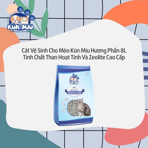 Cát vệ sinh cho mèo Kún Miu hương phấn 8L