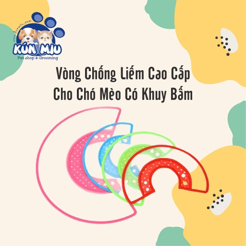 Vòng chống liếm cao cấp cho chó mèo có khuy bấm (màu ngẫu nhiên)