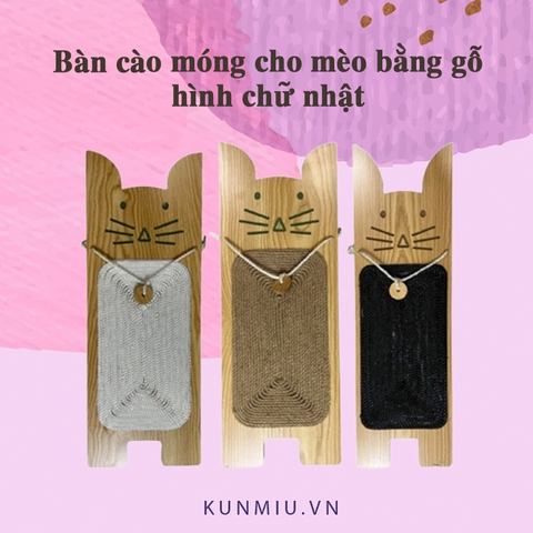 Bàn cào móng cho mèo bằng gỗ hình chữ nhật