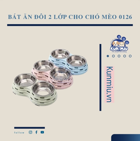 Bát ăn đôi 2 lớp cho chó mèo 0126