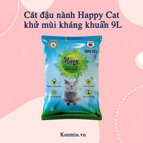 Cát đậu nành Happy Cat khử mùi kháng khuẩn 9L