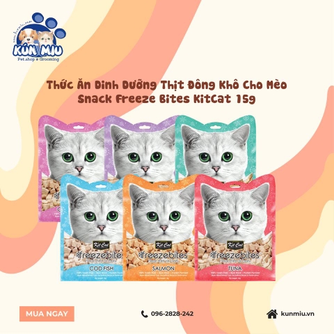 Thức ăn dinh dưỡng thịt đông khô cho mèo Snack Freeze Bites KitCat 15g