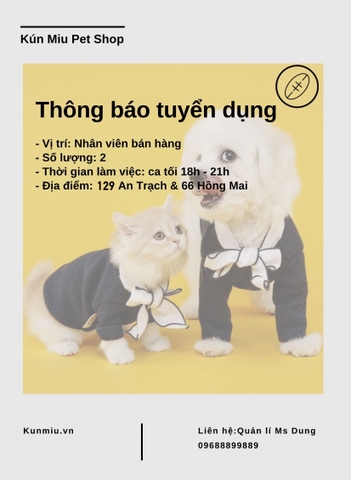 Thông báo tuyển dụng nhân viên bán hàng ca tối