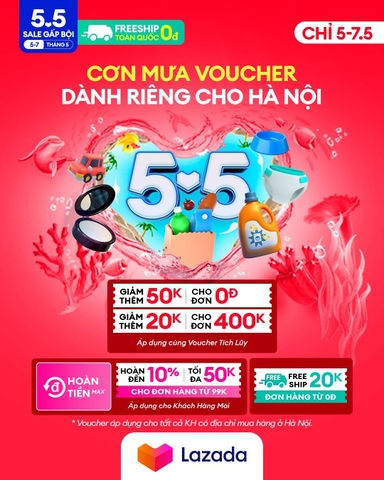 CƠN MƯA VOUCHER LAZADA DÀNH RIÊNG CHO HÀ NỘI