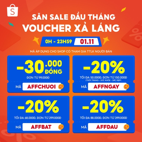 SĂN SALE ĐẦU THÁNG, VOUCHER XẢ LÁNG CÙNG SHOPEE