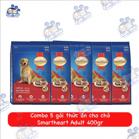 Combo 5 gói Thức ăn cho chó Smartheart Adult 400gr