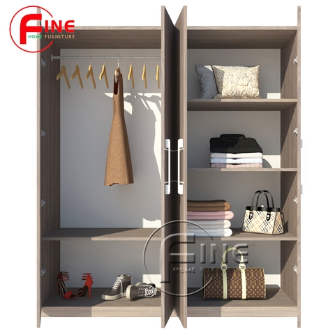 Tủ Quần Áo FINE FT011 (180cm x 200cm) Thiết kế hiện đại, ngăn tủ rộng treo xếp quần áo thoải mái