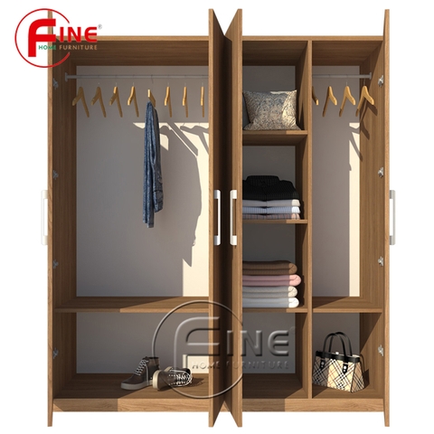 Tủ Quần Áo FINE FT071 (180cm x 200cm) Thiết kế hiện đại, ngăn tủ rộng treo quần áo thoải mái