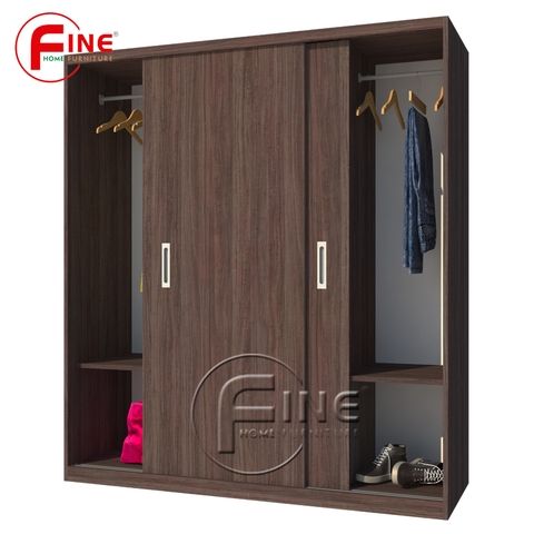 Tủ Quần Áo Cửa Lùa FINE FT096 (180cm x 200cm) Gỗ MFC ngoại nhập, thiết kế hiện đại