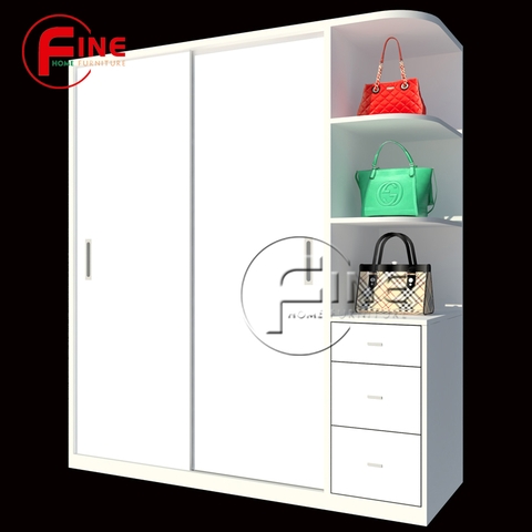 Tủ Quần Áo Cửa Lùa FINE FT196 (160cm x 200cm) Thiết kế hiện đại, Có ngăn trưng bày túi xách