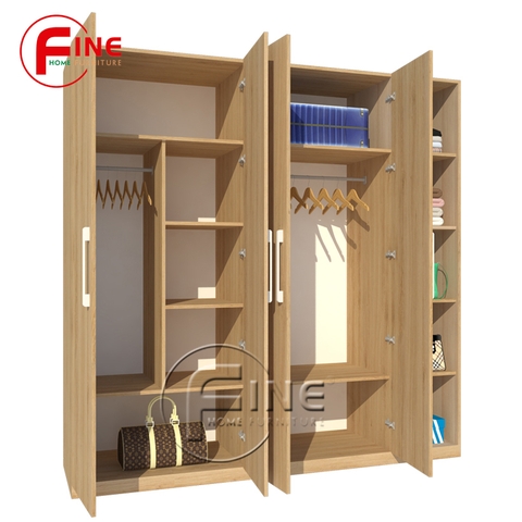 Tủ Quần Áo FINE FT208 (220cm x 220cm) Có kệ trưng bày túi xách, sản phẩm tiện dụng