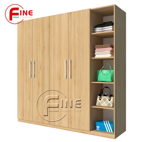 Tủ Quần Áo FINE FT208 (220cm x 220cm) Có kệ trưng bày túi xách, sản phẩm tiện dụng