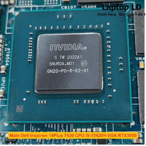 Card đồ họa rời NVIDIA GeForce RTX3050 trên main Dell Inspiron 14 Plus 7430