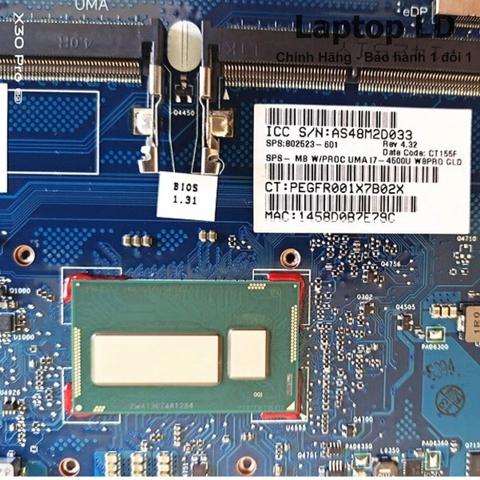 Khu vực chipset và CPU i5-3317U trên mainboard HP EliteBook 2170p mã 693357-601