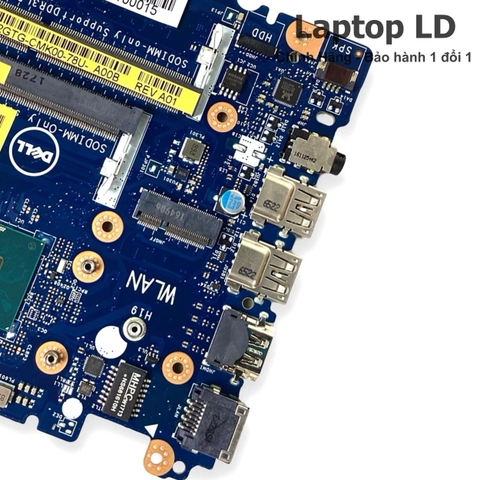 Các cổng kết nối trên main laptop Dell Inspiron 15 5457 5557 gồm USB HDMI LAN và nguồn