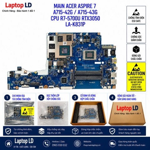 Gói hàng main Acer Aspire 7 A715-42G A715-43G mã LA-K831P trước khi gửi khách