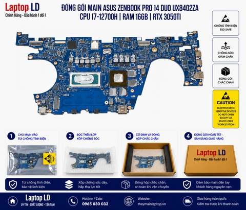 Gói hàng main Asus Zenbook Pro 14 Duo UX8402ZA trước khi gửi khách