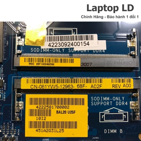 Khe RAM trên main Dell Inspiron 5567 / 5767 CPU i7-7500U LA-D802P