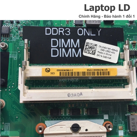 Khe RAM trên mainboard Dell Inspiron 1558 1557 hỗ trợ nâng cấp bộ nhớ