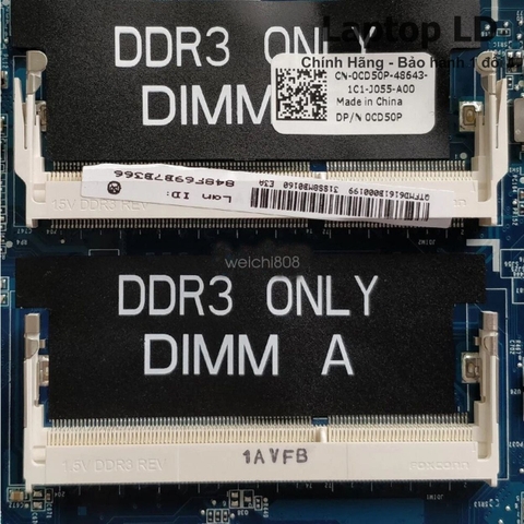 Khe RAM trên mainboard Dell XPS 15Z cho phép nâng cấp dung lượng bộ nhớ