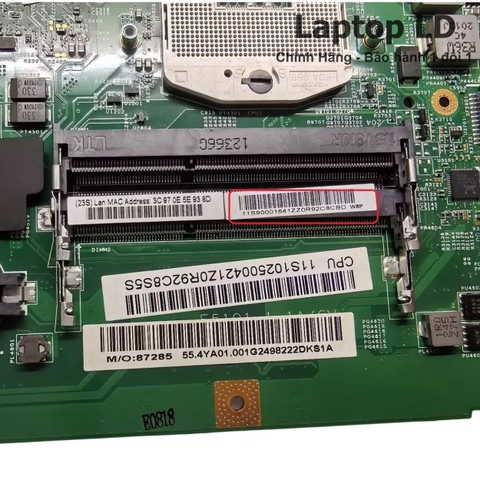 Khe RAM trên motherboard Lenovo Ideapad B590 cho phép nâng cấp bộ nhớ