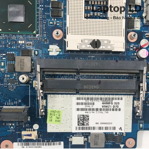 Khe RAM trên motherboard Lenovo IdeaPad Z400 P400 Z500 cho phép nâng cấp bộ nhớ