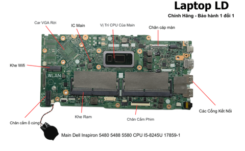 Main Dell Inspiron 5480 5488 5580 CPU i5-8245U mã 17859-1 hàng zin