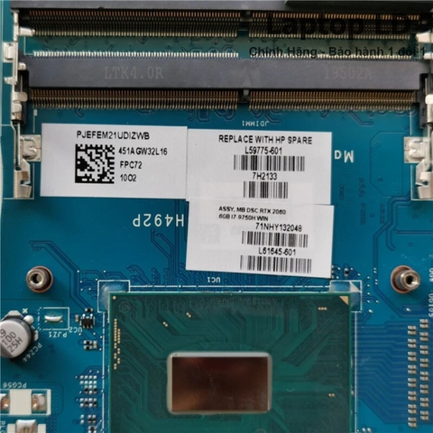 CPU và chipset trên main HP OMEN 17-CB CPU i7-9750H RTX 2060 6GB LA-H492P — Laptop LD
